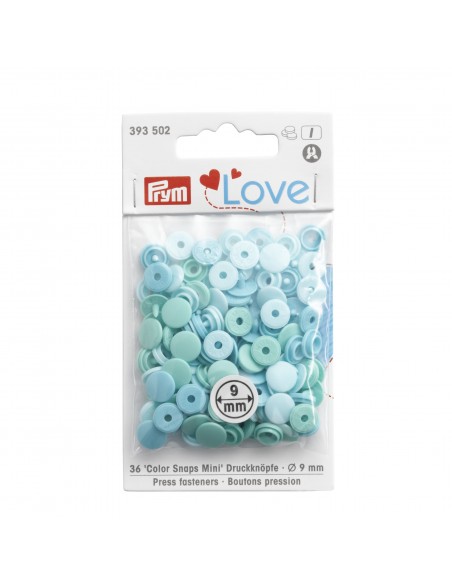 BROCHE SNAP SURTIDOS PRYM 9 mm, blister 30 u Surtido Verdes-Azules