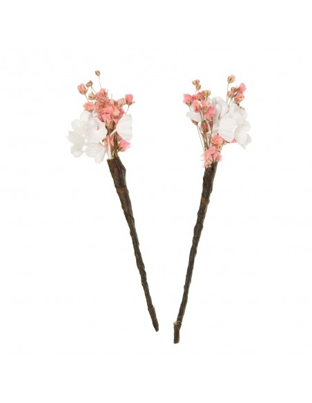 PACK 2 UNIDADES PINCHO FLORES ROSA EMPOLVADO  MINI DE PAPEL Y PANICULATA