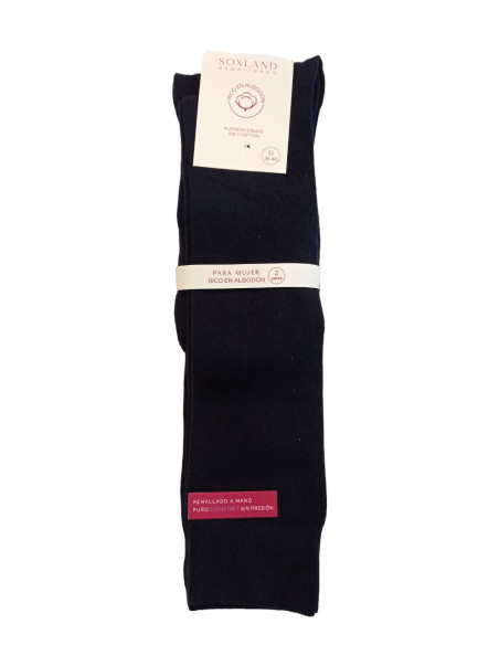 PACK 2 PARES CALCETINES ALTOS LISOS ALGODÓN 35-40