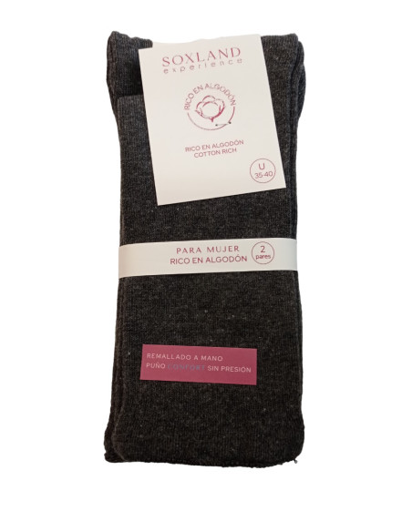 35-40 PACK 2 PARES ALGODÓN LISO SIN PUÑO GRIS MARENGO