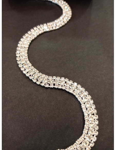 TIRA DE 3 FILAS DE STRASS ENGARZADO