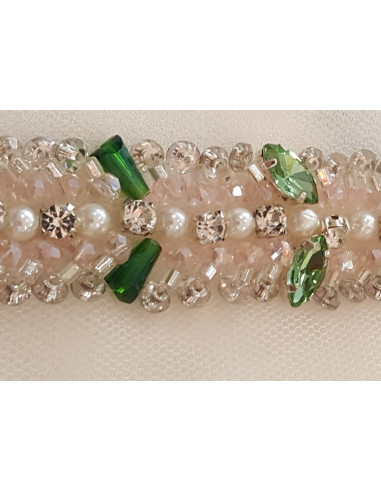 TIRA DE STRASS  CON TONOS VERDES VERDE