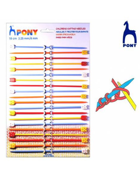 PAR AGUJAS DE TRICOTAR INFANTILES 18cm.