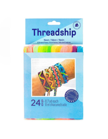 PACK DE 24 MADEJAS MULTI-HEBRAS DE COLORES NEÓN DMC