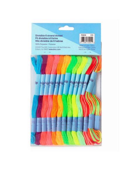 PACK DE 24 MADEJAS MULTI-HEBRAS DE COLORES NEÓN DMC