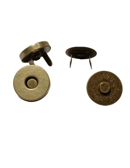 Cierre magnético 15mm dorado viejo con pestañas