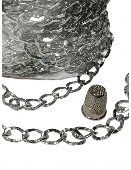 CADENA LABRADA 10mm de aluminio plateada