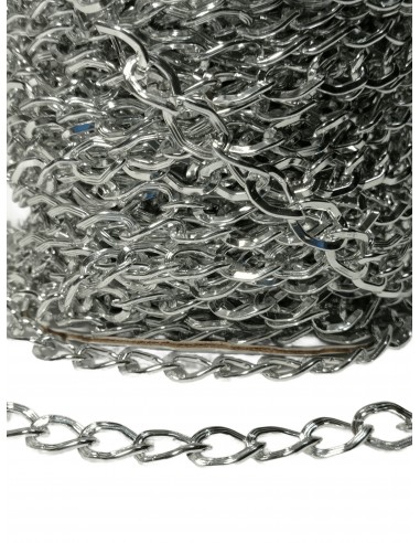 CADENA LABRADA 10mm de aluminio plateada
