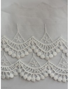 Tul bordado algodón blanco