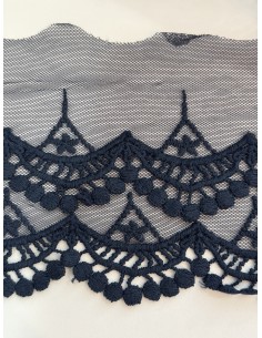 Tul bordado algodón marino