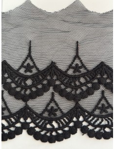 Tul bordado algodón negro