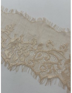 Encaje bordado beige nylon...