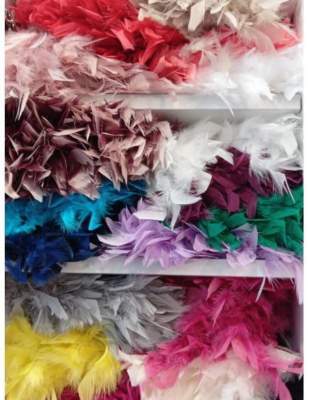 Pluma de pavo 12cm de ancho cosidas en tira