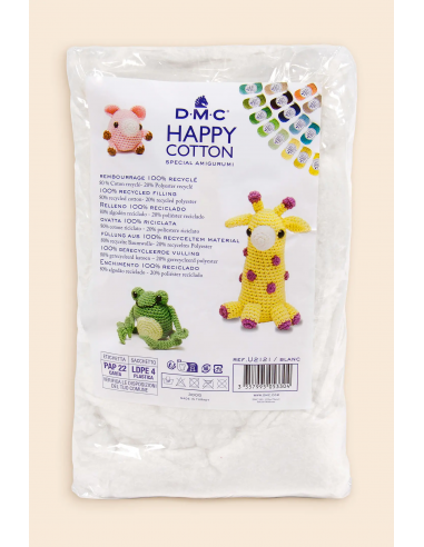 Relleno de algodón blanco reciclado 300gr. para los Amigurumis de Happy Cotton