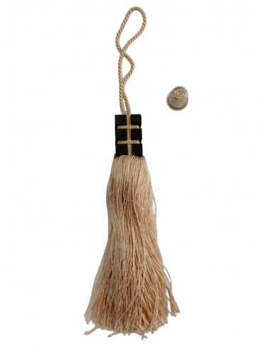 Borla beige rayón y madera 15cm