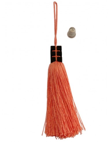 Borla naranla rayón y madera 15cm