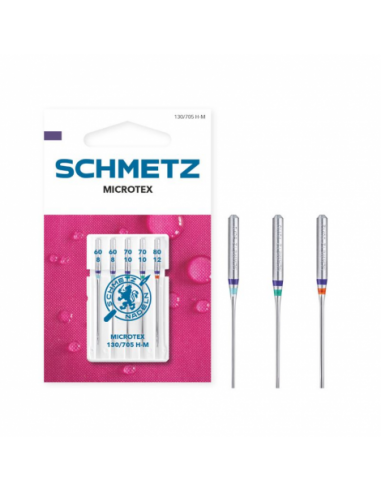 Aguja Schmetz microtex 130/705 HM Surt. Nº60-Nº80, blister de 5 und.