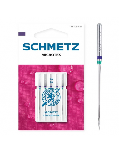 Aguja Schmetz microtex grosor 70 130/705 HM, blister de 5 und.