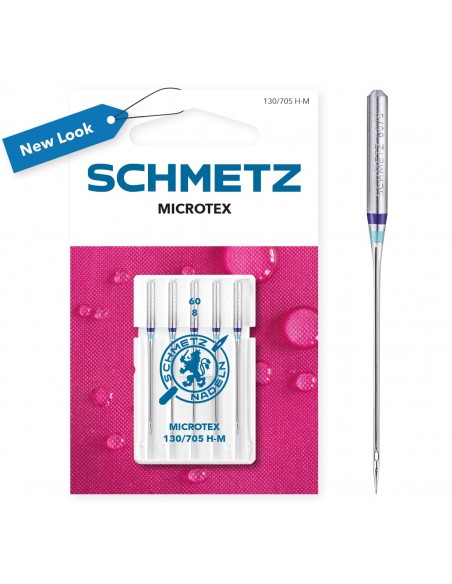 Aguja Schmetz microtex grosor 60 130/705 HM, blister de 5 und.