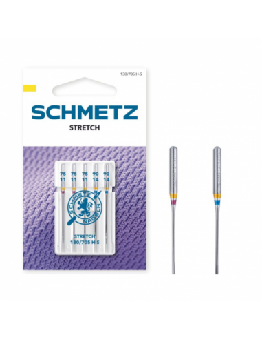 Aguja Schmetz stretch 130/705 HS Surtido Nº75-Nº90, blister de 5 und.
