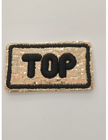 aplicación TOP beig dorado-negro  termoadhesiva 31x53mm