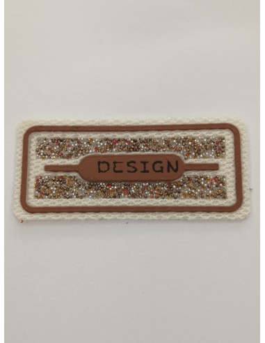 aplicación DESIGN beige y marrón brillante termoadhesiva 23x54mm