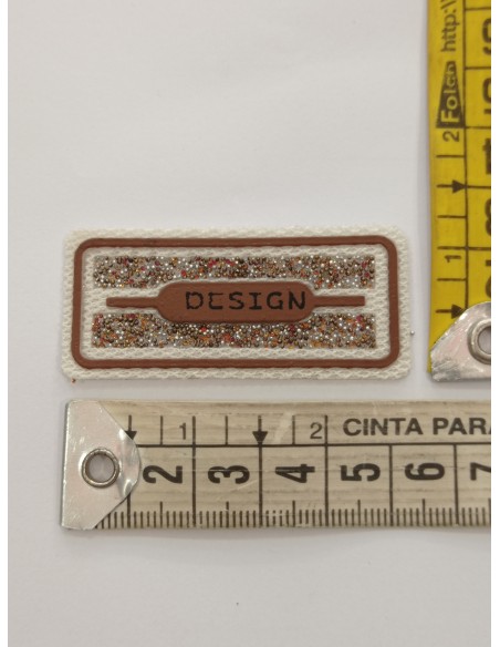 aplicación DESIGN beige y marrón brillante termoadhesiva 23x54mm