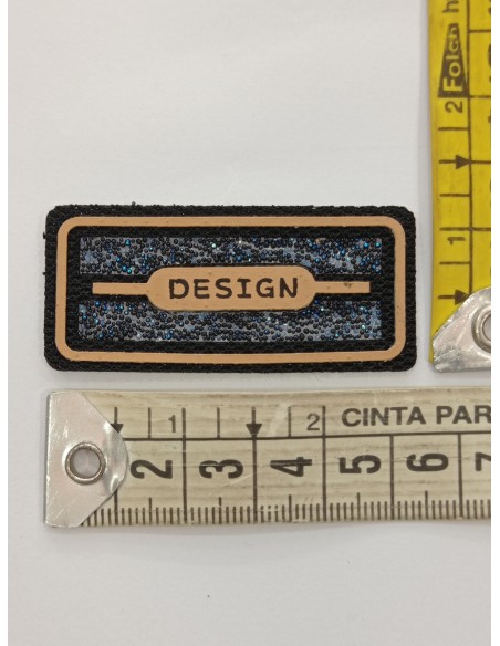 aplicación DESIGN tostado y marino brillante termoadhesiva 23x54mm