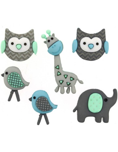 PACK DE 6 BOTONES EN JUNGLE BABY