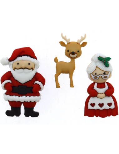 KIT DE 3 BOTONES MR. Y MRS. CLAUS