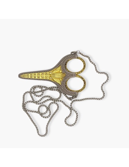 Tijera dorada estilo vintage con cadena