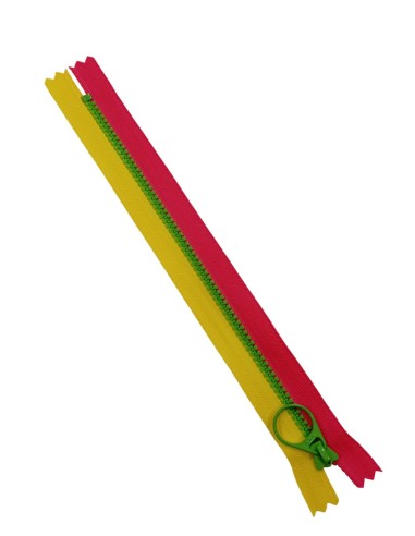 Cremallera 20cm sin separador amarillo fucsia inyectada