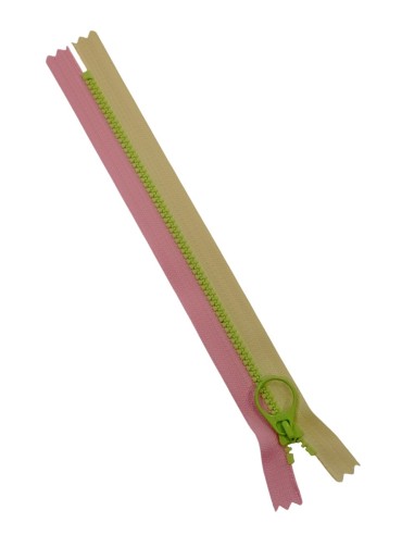Cremallera 20cm sin separador amarillo rosa inyectada