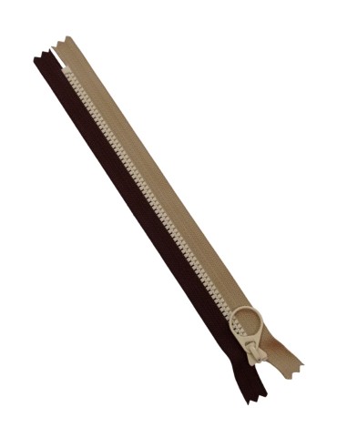 Cremallera 20cm sin separador marrón beige inyectada