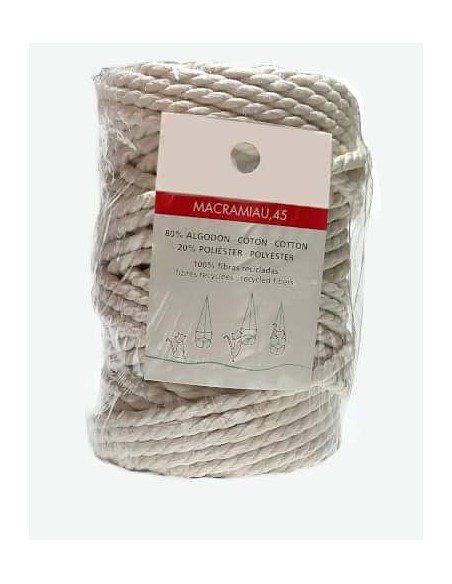 Cordón macramé grosor 45, 40 metros. color natural