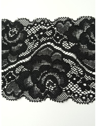 Encaje bordado elástico negro nylon... Encaje bordado elástico negro nylon...