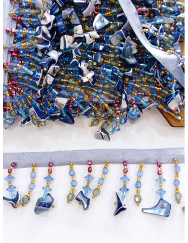 Fleco de abalorios malvas y azules 40mm