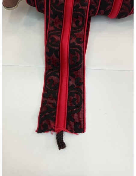 Elástico rojo negro  tejido con cordón pasador ancho 5cm