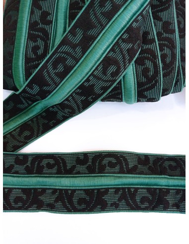 Elástico verde negro  tejido con...