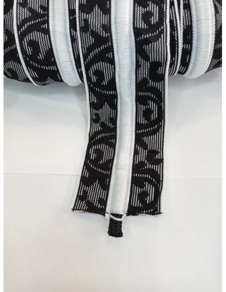 Elástico blanco negro  tejido con cordón pasador ancho 5cm