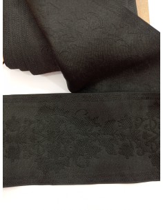 Galón negro Jacquard hojas...