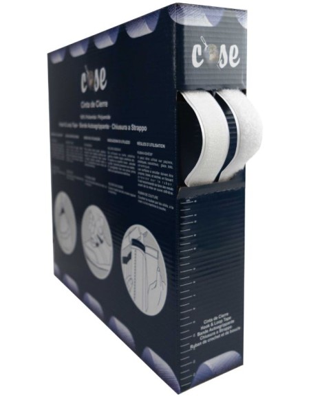 Caja velcro blanco de pegar 25mts. macho y hembra